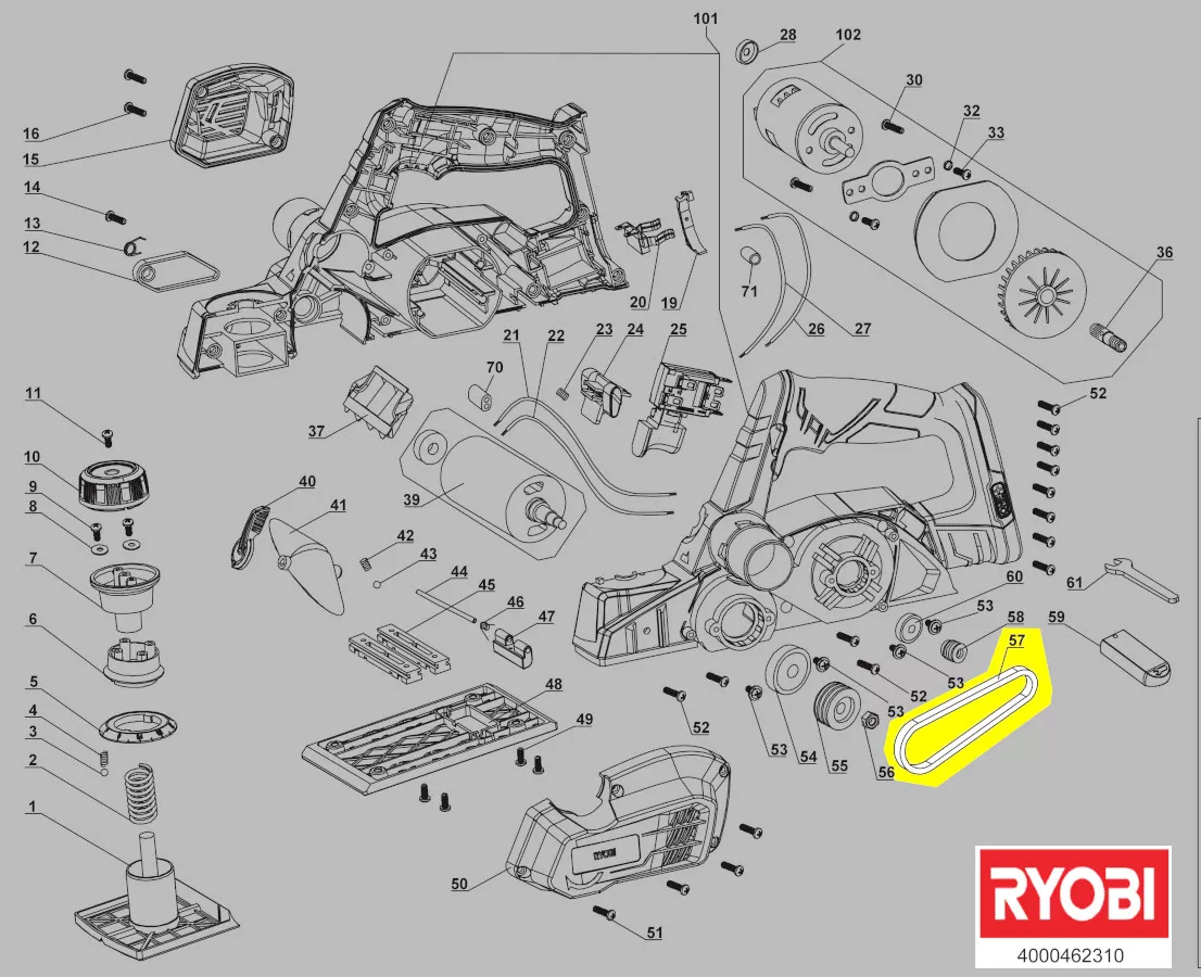 Courroie réf. 5131041053 rabot Ryobi